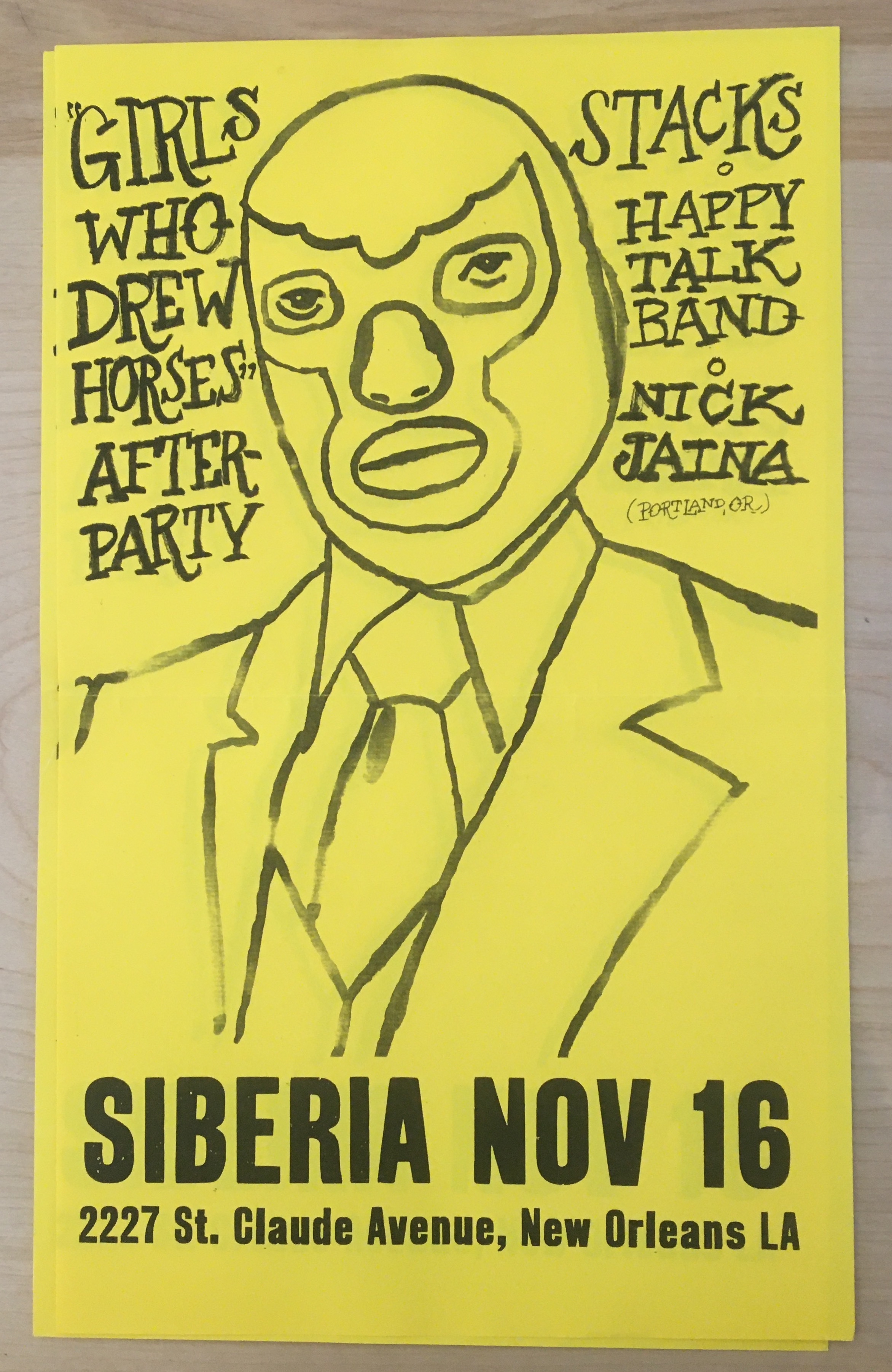 Stacks at Siberia with Happy Talk and a play flyer