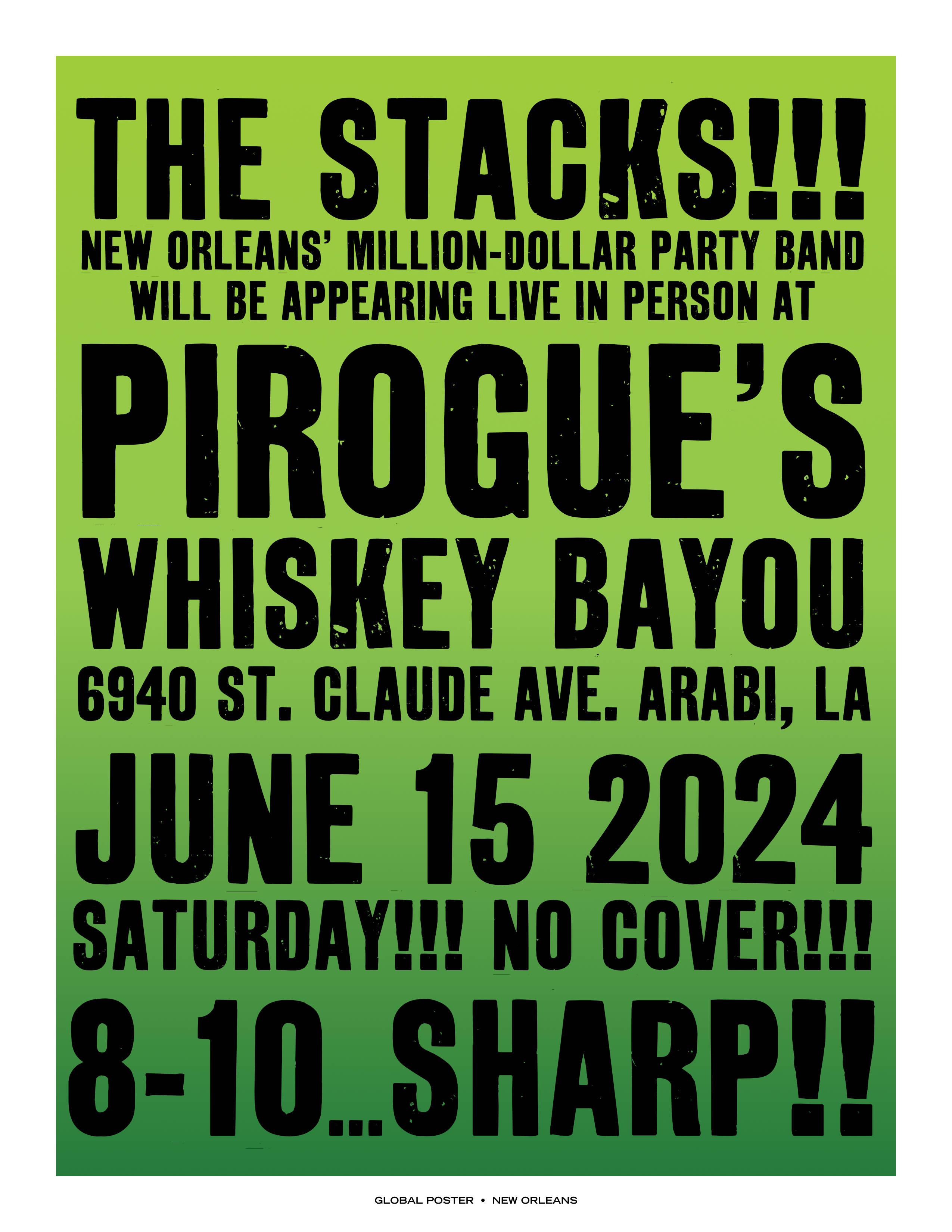 Stacks play a Saturday night in June at Pirogue's Whiskey Bayou.